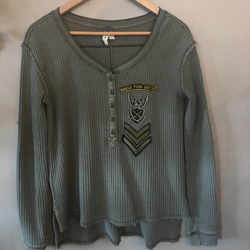 Waffle army top